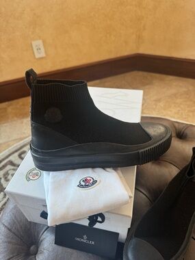 Moncler Black Knit Sock Sneaker Boot